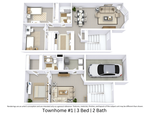 Floor plan for 3 beds, 2 baths, 1300 sqft